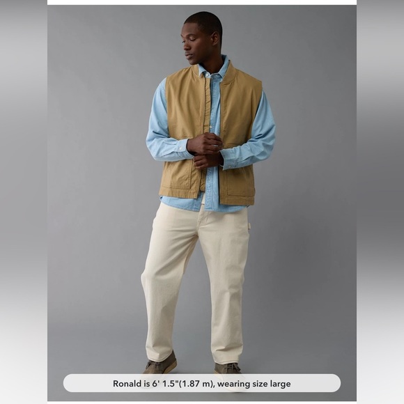 American Eagle AE Men’s Large Workwear Vest Tan Cotton Canvas Rancher Lined NWT - Picture 11 of 14
